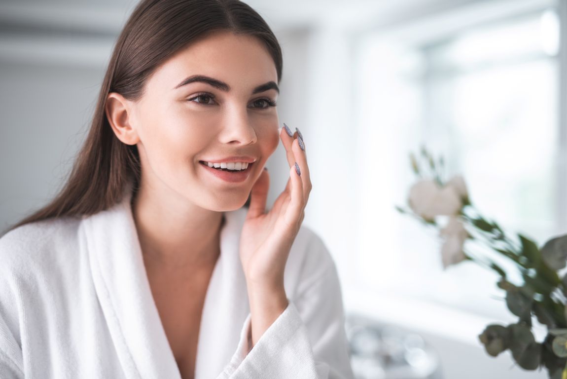 woman smiling with smooth skin